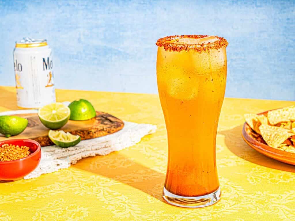 a glass of fresh and chilled Mexican Michelada