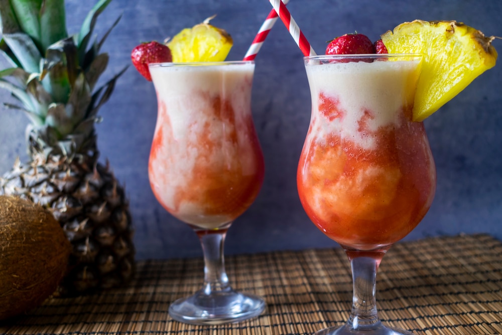 glasses of lava flow drinks