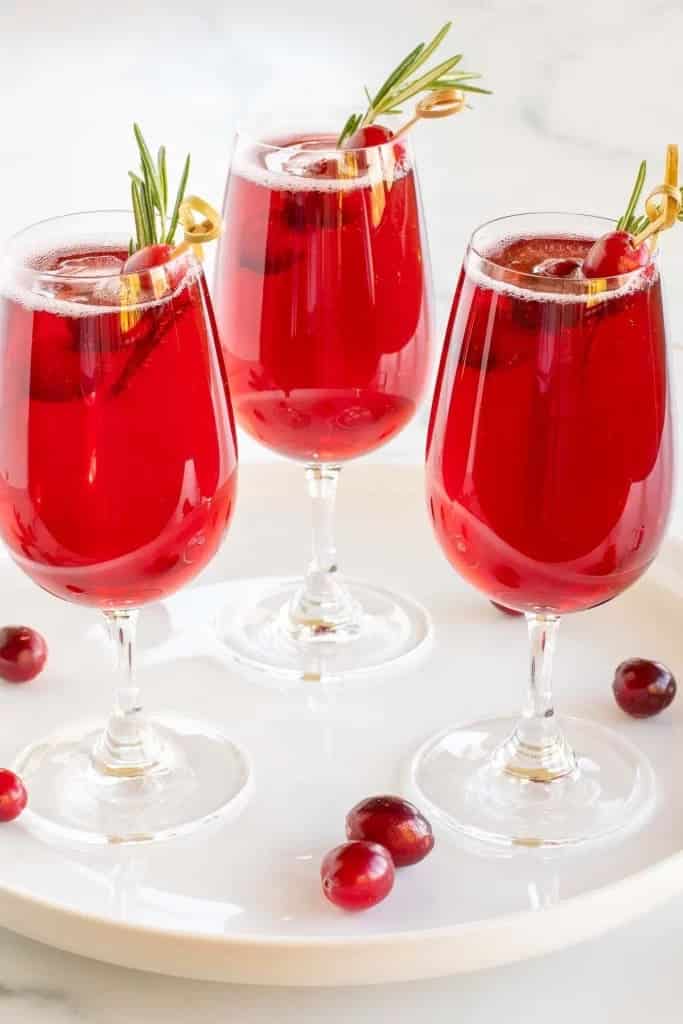 poinsettia cocktail along with crainberries