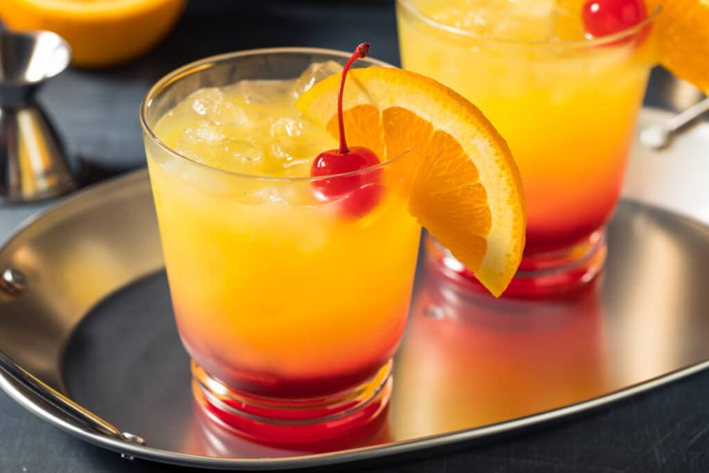 Boozy Cold Tequila Sunrise Cocktail