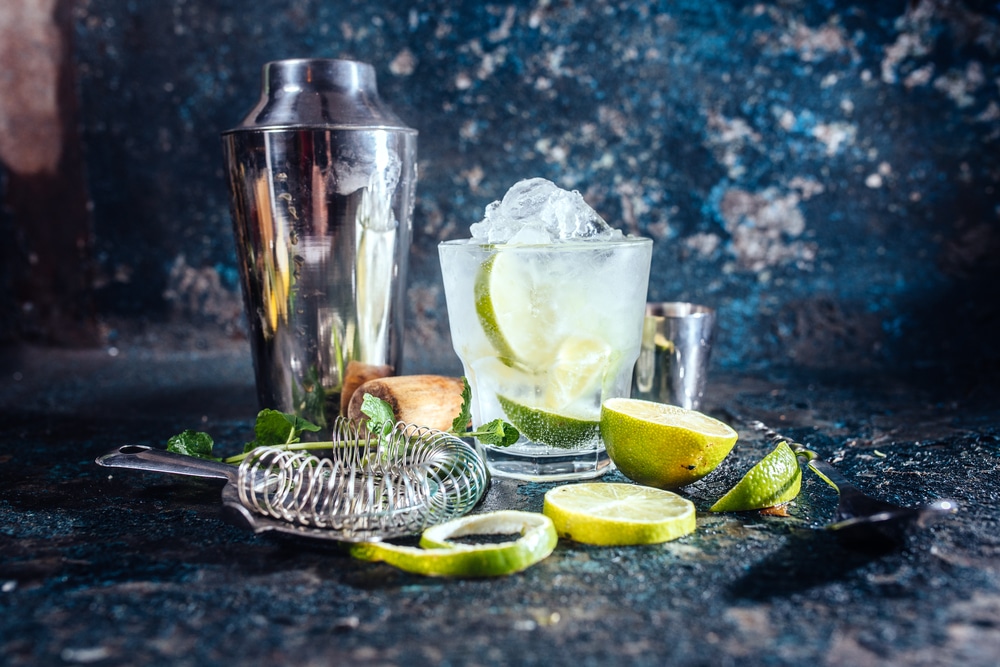 Frozen Alcoholic Cocktail Refreshment Drink With Vodka And Lime Served