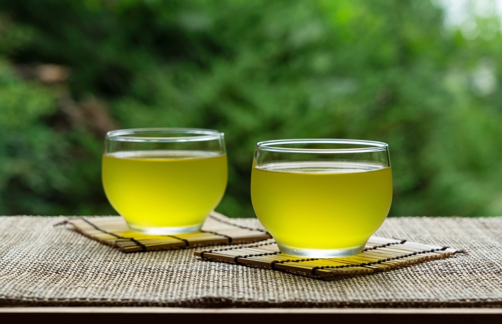 Cold Japanese Green Tea Placed on a table