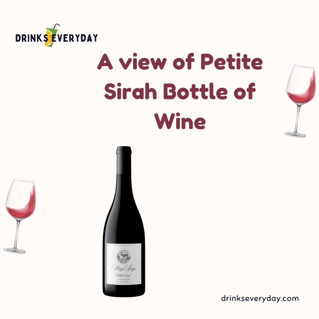 A view of Petite sirah bottle of wine ( )