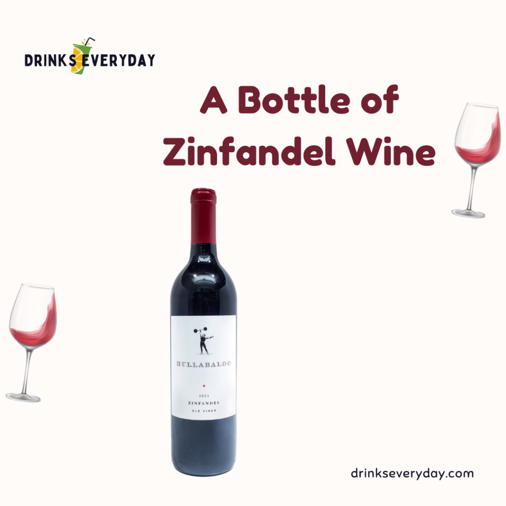 A view of a bottle of zinfandel wine ( )