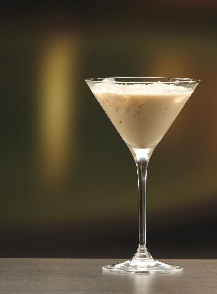 A view of cream martini inside a glass