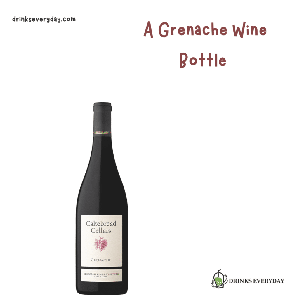 A view of the Grenache wine bottle